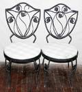 010314 WIRE  BENT METAL CHAIRS PAIR H35 W16
