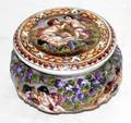 122317 CAPODIMONTE PORCELAIN ROUND COVERED BOX DIA6