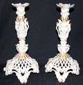 122306 PORCELAIN CANDLESTICKS PAIR H123