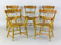 Set of fourteen Pennsylvania painted plank seat lodge chairs mid 19th c