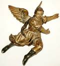 112297 FLORENTINE CARVED WOOD ANTIQUE FIGURE ANGEL