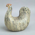 Painted earthenware chicken doorstop ca 1900