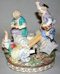 111397 MEISSEN PORCELAIN SEESAW FIGURAL GROUP AS IS