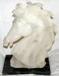 110360 ALABASTER SCULPTURE HORSE HEAD WBASE