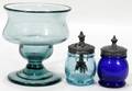 041456 COBALT  LIGHT BLUE GLASS SALT SHAKERS