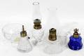 040385 CLEAR COBALT  MILK GLASS OIL LAMPS CHIMNEY