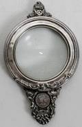 032385 SILVERPLATE MAGNIFYING GLASS WDUTCH COIN