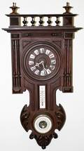 030341 VIENNESE WALNUT WALL CLOCKTHERMOMETER C1890