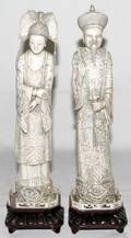 022362 CHINESE HAND CARVED IVORY EMPEROR  EMPRESS