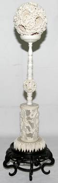 022357 CHINESE HAND CARVED IVORY MYSTERY BALL