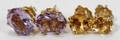 021414 14K GOLD AMETHYST  TOPAZ STUD EARRINGS