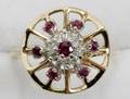 021412 14K YELLOW GOLD RUBY  DIAMOND RING