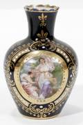 021408 ROYAL VIENNA PORCELAIN MINIATURE VASE C1900