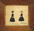New England watercolor and pencil portrait of two young girls ca 1840