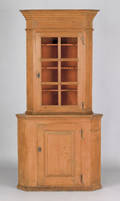Pennsylvania yellow pine two part corner cupboard ca 1780