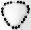 012330 ONYX PEARL  GOLD BEAD CHOKER NECKLACE L16