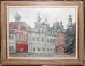 012305 OIL ON CANVAS C1960 SWEDISH CITY SCENE