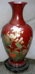 011445 CHINESE RED LACQUER VASE H45 DIA20