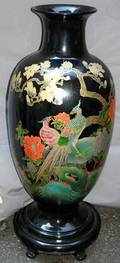 011444 CHINESE BLACK LACQUER VASE H45 DIA17