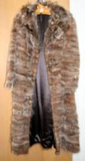 121515 FUR COAT W BROWN SILK LINING WHITE ACCENTS