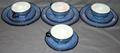 120385 CZECH BLUE GLAZED CUPS SAUCERS  PLATES 11