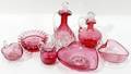 111453 VICTORIAN CRANBERRY GLASS SEVEN PIECES