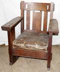111436 ARTS  CRAFTS OAK ROCKING CHAIR C1910