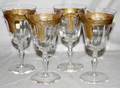 110377 FRENCH BLOWN CRYSTAL ETCHED WINE GLASSES