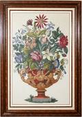 110366 FRAMED NEEDLEPOINT OF FLORAL BOUQUET IN URN