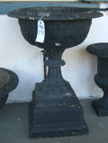 Pair of cast iron garden urns