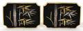 032395 JAPANESE GILT METAL BAMBOO CUFF LINKS PAIR
