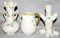 031529 BELLEEK IRISH PORCELAIN SHAMROCK WARE VASES