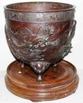 022373 JAPANESE BRONZE CACHEPOT C1800 H15 DIA14