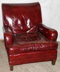 021470 RED LEATHER LOUNGE CHAIR H32 W295
