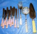 010379 SILVER PLATE  MOTHEROFPEARL SERVING PIECES