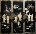 122431 ORIENTAL BLACK LACQUER WOOD PLAQUES W MOP