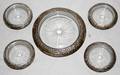 120398 COASTER SET STERLING  GLASS DIA74