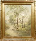 112366 ED HARDY OIL ON CANVAS TREE LINED STREAM