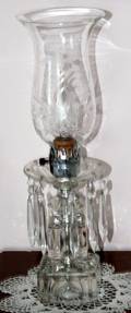 112349 CUT CRYSTAL LAMPS W HURRICANE GLASS SHADES
