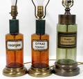 111494 APOTHECARY JARS ANTIQUE MOUNTED AS LAMPS
