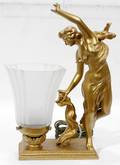 111490 VINTAGE STYLE GILT METAL  GLASS FIGURAL LAMP