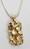 110418 ITALIAN 14K GOLD CHAIN  NUGGET NECKLACE
