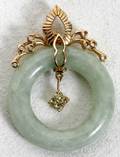 041506 14K YELLOW GOLD  JADE PENDANT L18