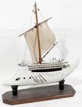 040494 CARVED WOOD GREEK GALLEY MODEL SHIP