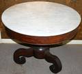 040478 ROUND MAHOGANY  MARBLE TOP PARLOR TABLE