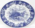 032445 BURSLEM BLUE  WHITE DEMIPORCELAIN PLATTER