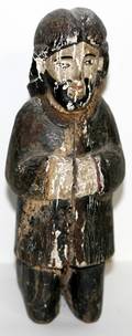 032454 ANTIQUE SANTOS WOOD POLYCHROME MAN PRAYING