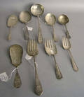 Nine American sterling silver serving utensils to include a Kirk  Son ladle