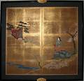 021511 JAPANESE GOLD LEAF PAINTING ON SILK SCREEN