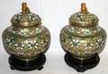 020451 CHINESE CLOISONN POTS PAIR H7 DIA6